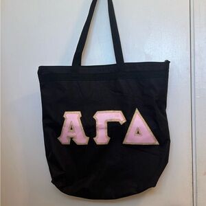 ΑΓΔ Black Tote Bag with Pink and Gold Accents